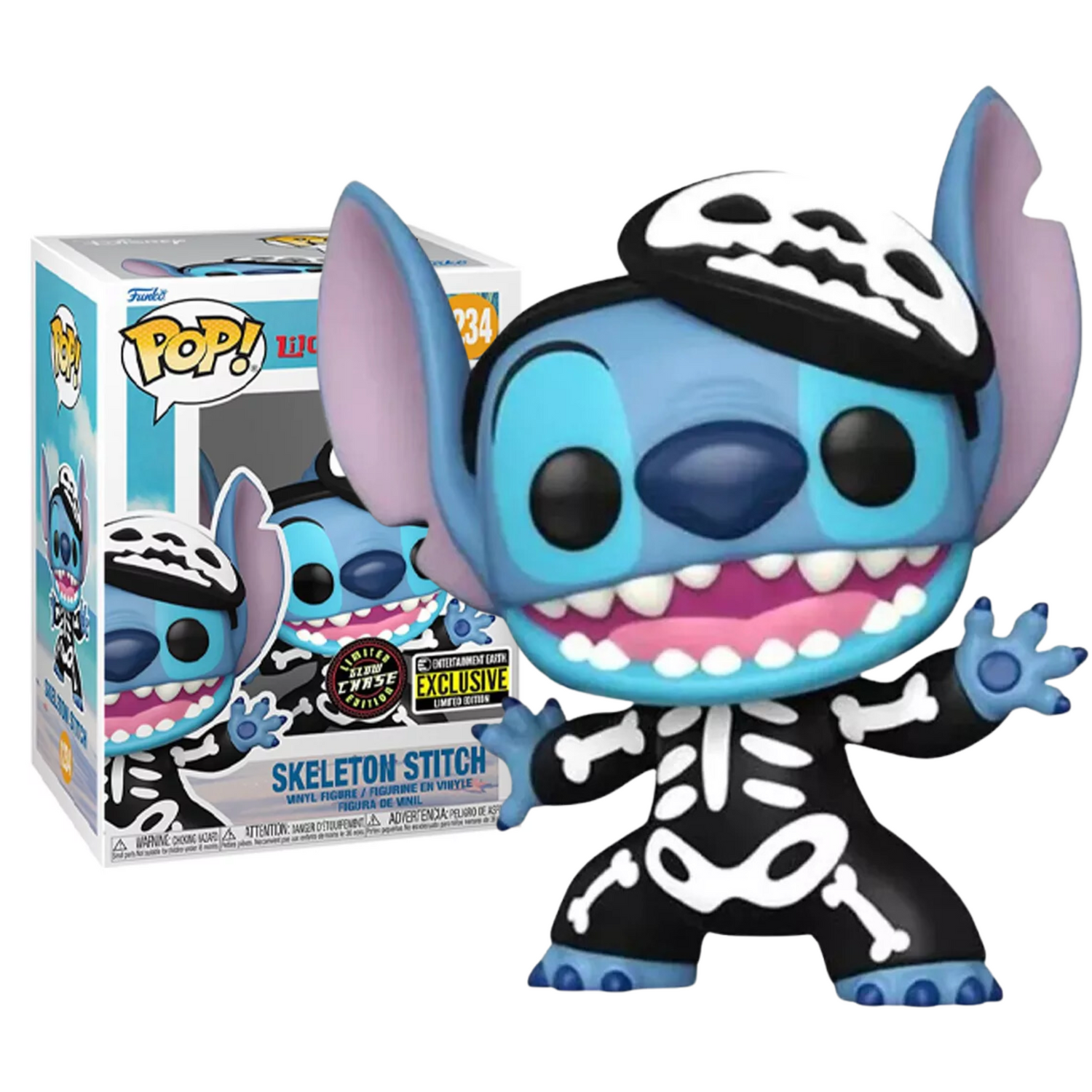 Funko Pop Skeleton Stitch 1234 Exclusivo Stich Brilla Chase