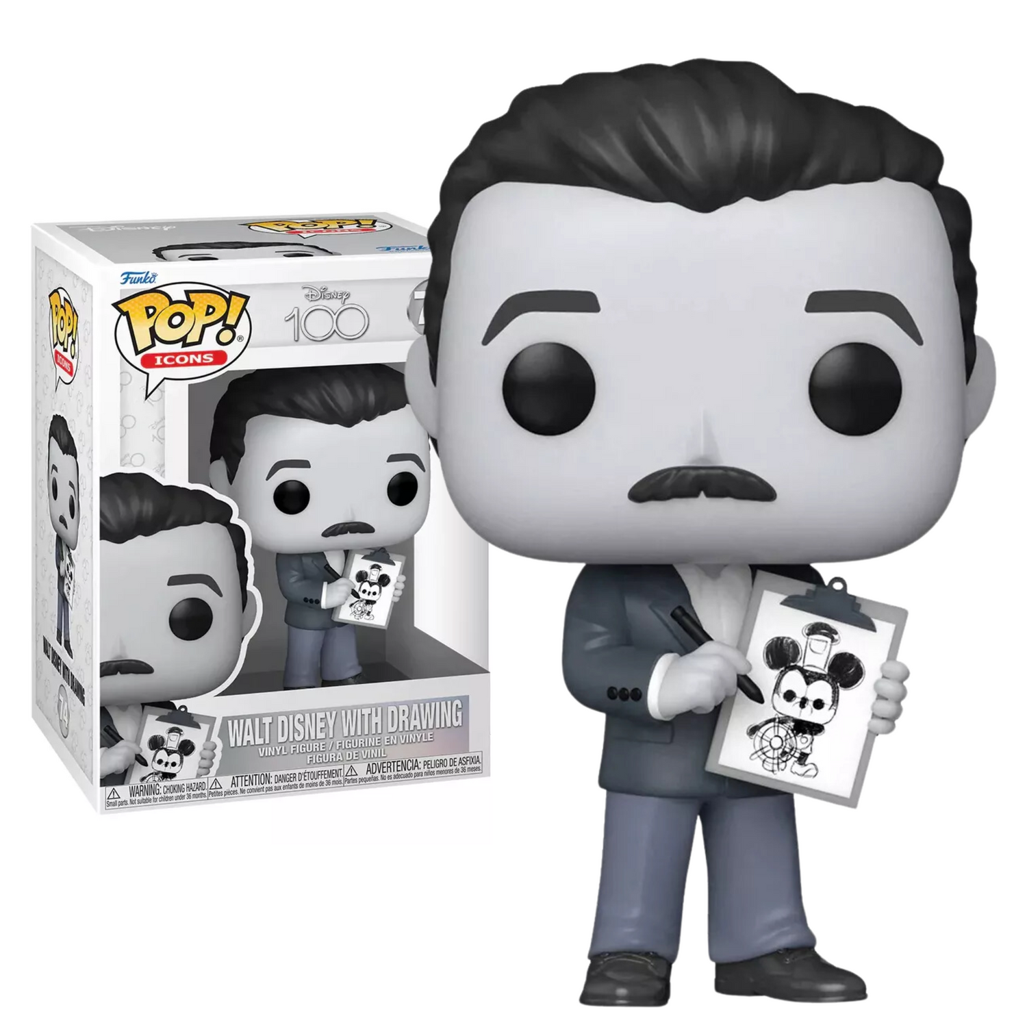 Funko Pop Icons Walt Dsiney Blanco Y Negro 74 Iconos