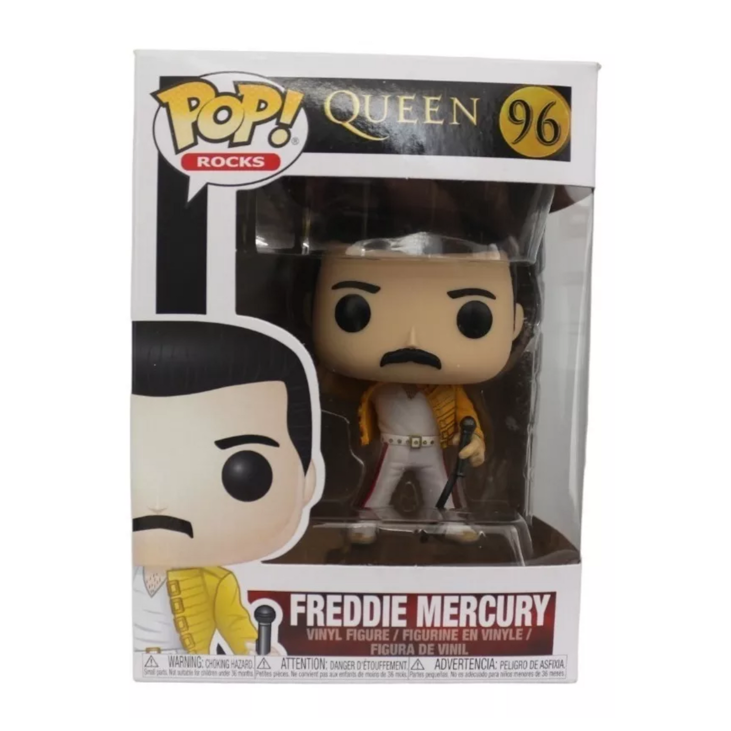 Funko Pop Freddie Mercury Queen Rokcs Chamarra Caja Lastimada