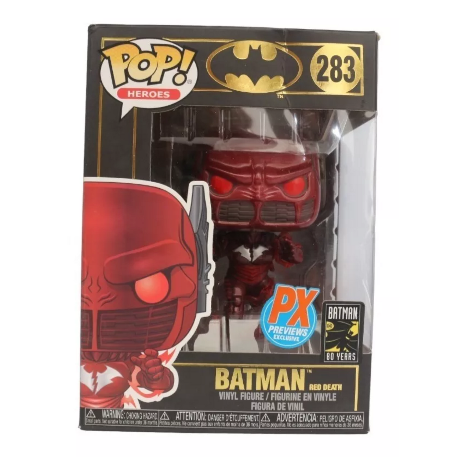Funko Pop Batman Red Px Exclusive 283 Rojo Death Caja Lastimada